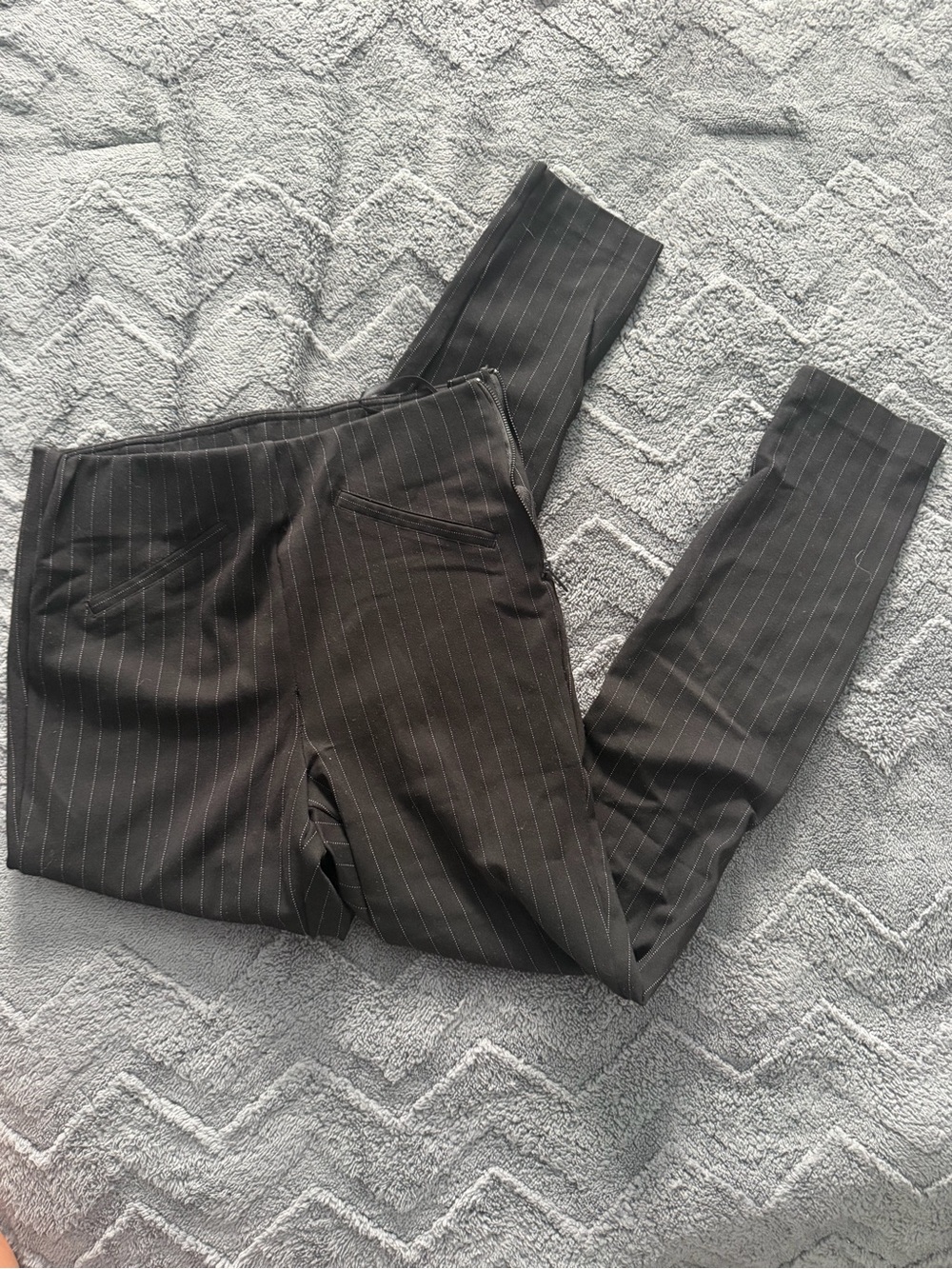 Black Pinstripe Tailored Dress Pants